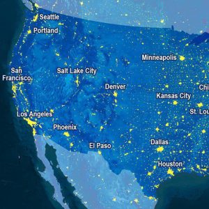 USA Map Day/Night Long Postcard