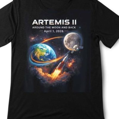 Earth/Moon/Rocket Artemis II Adult Tee